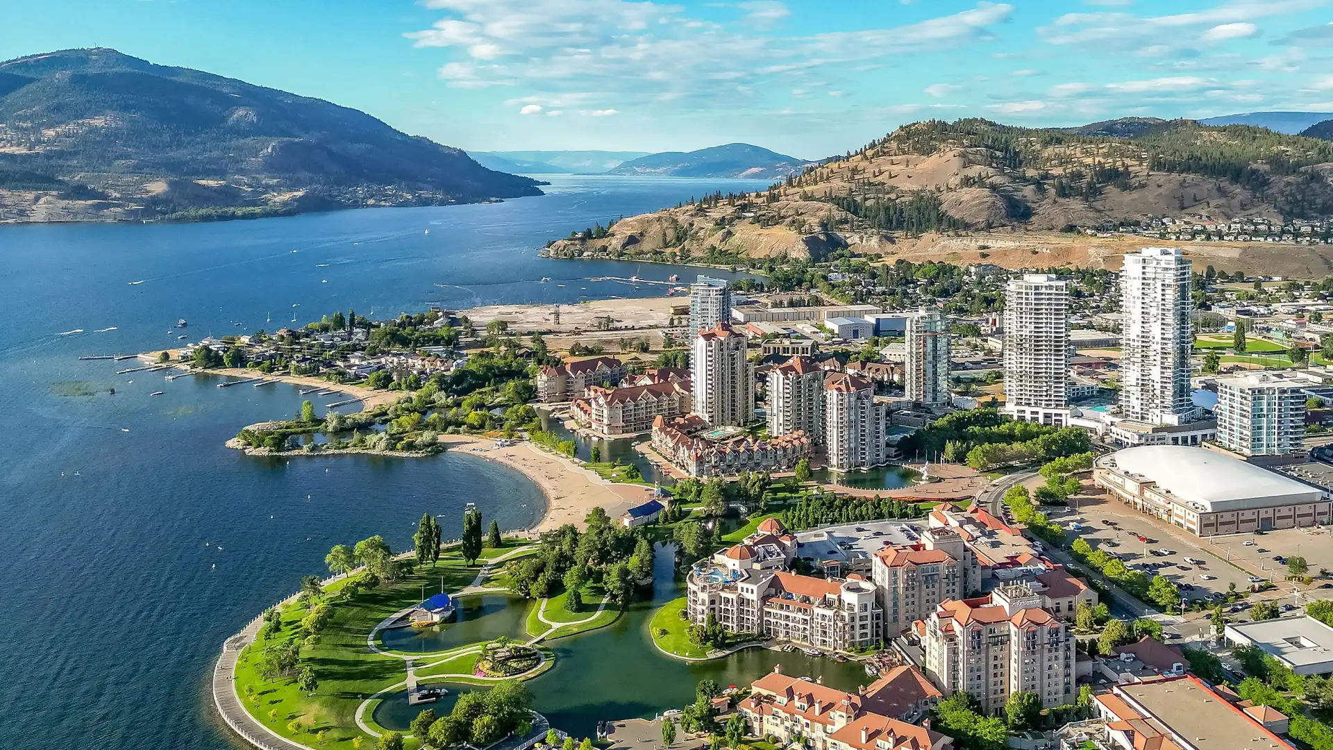 Okanagan Lake and the sunlit hills of Kelowna